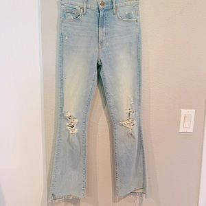 Mother insider crop fray jeans in blue